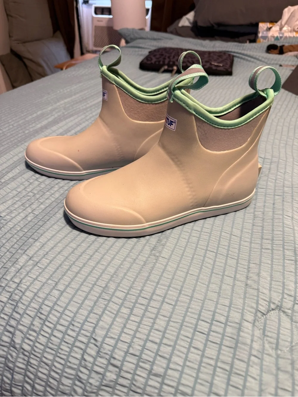 XTRATUF Gray and Teal 6” Ankle Deck Boots Size 8